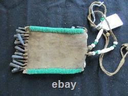 Native American Beaded Leather Tobacco Bag, Medicine Pouch, Sd-012206016