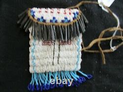Native American Beaded Leather Tobacco Bag, Medicine Pouch, Sd-012206239