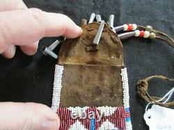 Native American Beaded Leather Tobacco Bag, Medicine Pouch, Sd-012206243