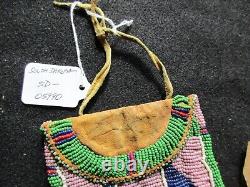 Native American Beaded Leather Tobacco Bag, Medicine Pouch, Sd-042305990