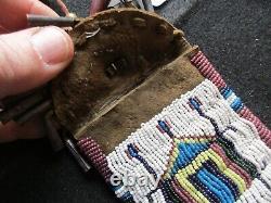 Native American Beaded Leather Tobacco Bag, Medicine Pouch, Sd-042306020