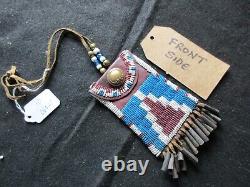 Native American Beaded Leather Tobacco Bag, Medicine Pouch, Sd-042306021