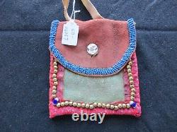 Native American Beaded Leather Tobacco Bag, Medicine Pouch, Sd-112206987