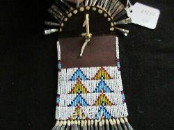 Native American Beaded Leather Tobacco Bag, South Dakota Pouch, Sd-082105769