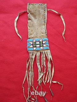Native American Beaded Leather Tobacco, Strike-a-lite, Medicine Bag, Buf-00974