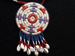 Native American Beaded Necklace, Large Quilled Medallion Pendant Ott-112408631