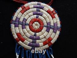 Native American Beaded Necklace, Large Quilled Medallion Pendant Ott-112408631