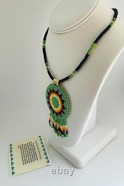 Native American Beaded Necklace, Running Bear