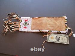 Native American Beaded Pipe Bag, American Indian Beaded Chanupa Bag, Buf-00336