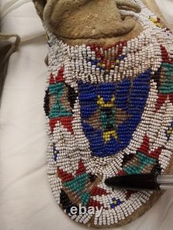 Native American Beaded Pow Wow Moccasins Perhaps Plains Cheyenne / Lakota Sioux