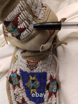 Native American Beaded Pow Wow Moccasins Perhaps Plains Cheyenne / Lakota Sioux