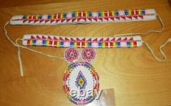 Native American Beaded Regalia Powwow Pink/blue Dance Outfit Free Shipping