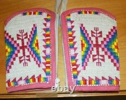 Native American Beaded Regalia Powwow Pink/blue Dance Outfit Free Shipping