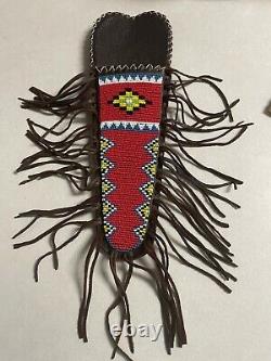 Native American Beaded Sioux Hide Knife Sheath