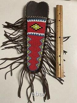 Native American Beaded Sioux Hide Knife Sheath