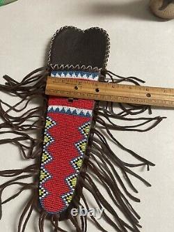 Native American Beaded Sioux Hide Knife Sheath