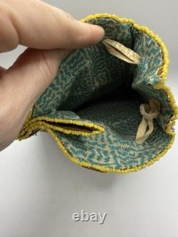 Native American Beaded Suede Leather Fringed Indian Drawstring Tobacco Pouch Bag