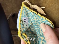 Native American Beaded Suede Leather Fringed Indian Drawstring Tobacco Pouch Bag