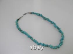 Native American Beaded Turquoise Necklace Sterling Bench Stamped Signed Navajo