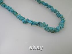 Native American Beaded Turquoise Necklace Sterling Bench Stamped Signed Navajo
