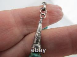 Native American Beaded Turquoise Necklace Sterling Bench Stamped Signed Navajo