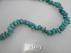 Native American Beaded Turquoise Necklace Sterling Bench Stamped Signed Navajo