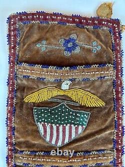 Native American Beaded Wall Pocket with American Eagle Star Shield