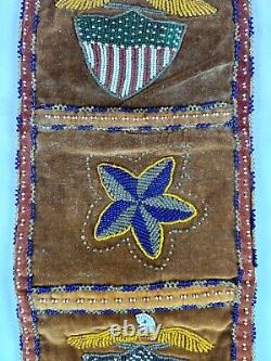 Native American Beaded Wall Pocket with American Eagle Star Shield