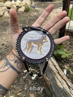 Native American Beaded Wolf Native Beaded Medallion Pow Wow Regalia