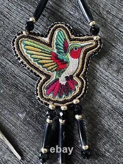 Native American Beadwork Hummingbird Native Beaded Medallion Pow Wow Patch