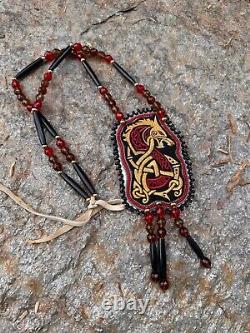 Native American Beadwork Mountain Lion Native Beaded Medallion Pow Wow Regalia