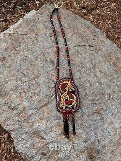 Native American Beadwork Mountain Lion Native Beaded Medallion Pow Wow Regalia