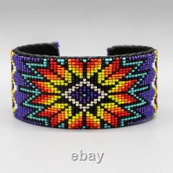 Native American Beadwork-large Purple Beaded Cuff Bracelet-dwight Nathaniel