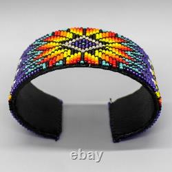 Native American Beadwork-large Purple Beaded Cuff Bracelet-dwight Nathaniel
