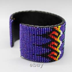 Native American Beadwork-large Purple Beaded Cuff Bracelet-dwight Nathaniel