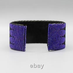 Native American Beadwork-large Purple Beaded Cuff Bracelet-dwight Nathaniel