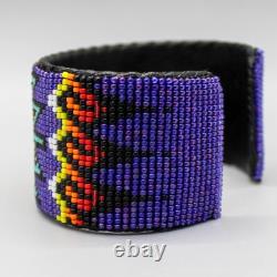 Native American Beadwork-large Purple Beaded Cuff Bracelet-dwight Nathaniel