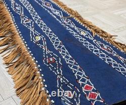 Native American Blue Hide Beaded Leggings Fringed Leather Chaps