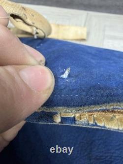 Native American Blue Hide Beaded Leggings Fringed Leather Chaps