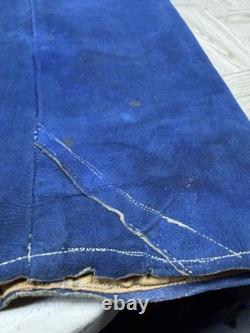 Native American Blue Hide Beaded Leggings Fringed Leather Chaps