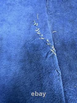 Native American Blue Hide Beaded Leggings Fringed Leather Chaps