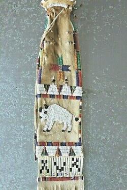 Native American Brain Tanned Beaded Pictorial Pipe Bag Janice Osalita Chocktaw