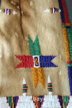 Native American Brain Tanned Beaded Pictorial Pipe Bag Janice Osalita Chocktaw