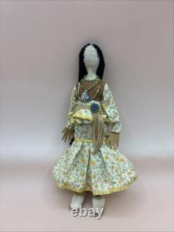 Native American Buckskin Doll WithBeaded Jewelry Incorporated Moccasins Beautiful