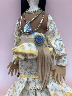 Native American Buckskin Doll WithBeaded Jewelry Incorporated Moccasins Beautiful