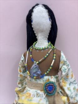 Native American Buckskin Doll WithBeaded Jewelry Incorporated Moccasins Beautiful