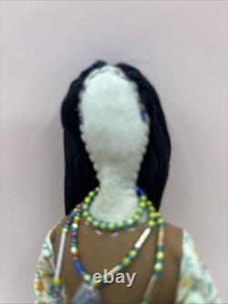 Native American Buckskin Doll WithBeaded Jewelry Incorporated Moccasins Beautiful