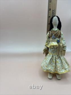 Native American Buckskin Doll WithBeaded Jewelry Incorporated Moccasins Beautiful