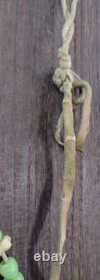 Native American Buffalo Teeth Leather Lace Strung Trade Bead Necklace Rare Atq