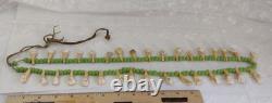Native American Buffalo Teeth Leather Lace Strung Trade Bead Necklace Rare Atq